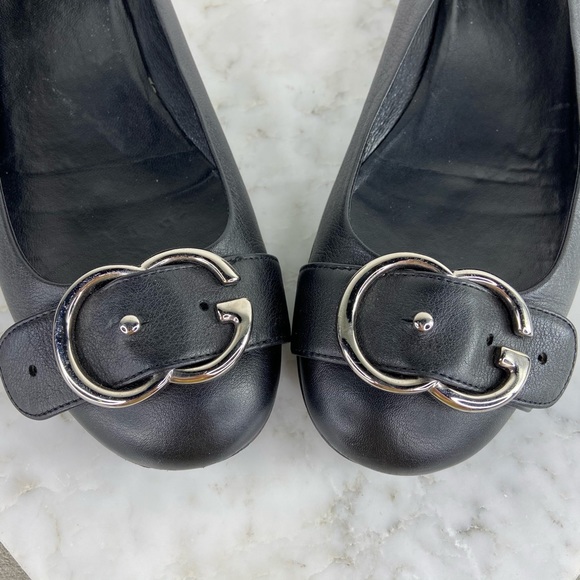 Gucci Sachalin Black Leather Logo Ballet Flats - Picture 3 of 12